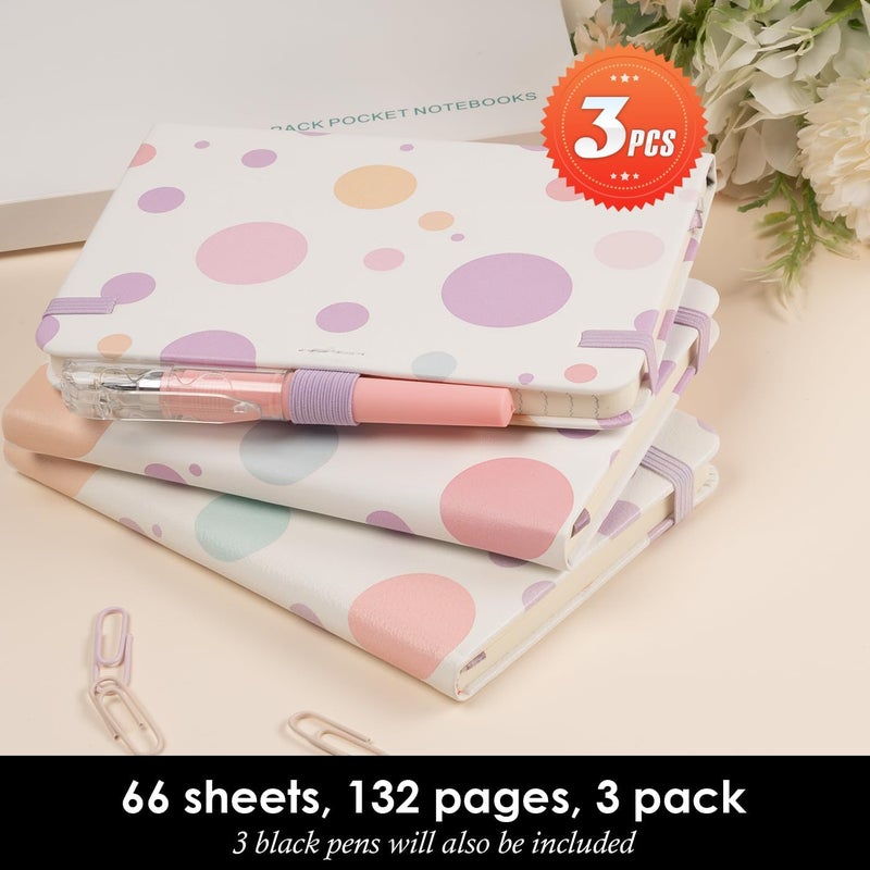 NIRMIRO Small Journal Pocket Notebook with Pen, 3 Pack Cute Mini Notebook for Girls/Kids/Women, (Color Bubbles) 3.7" x 5.7", 100GSM Lined Paper, Aesthetic Hardcover Leather Cover Note Pad - Image 4